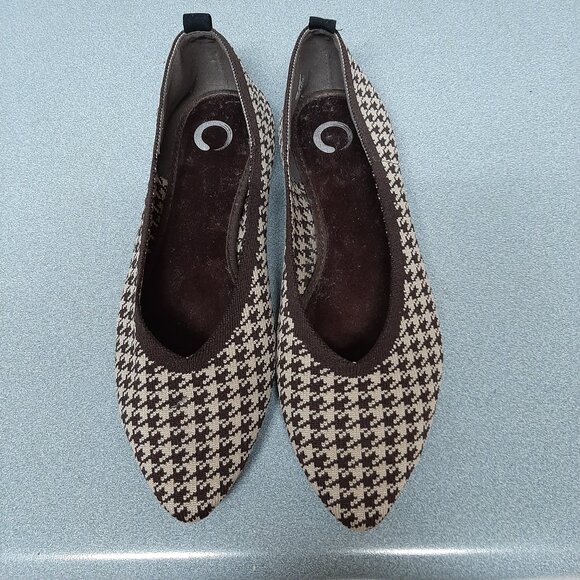 Houndstooth Check Flats in Brown & Tan; Women's Size 10; Knit Fabric Upper; NWOT - Picture 1 of 4